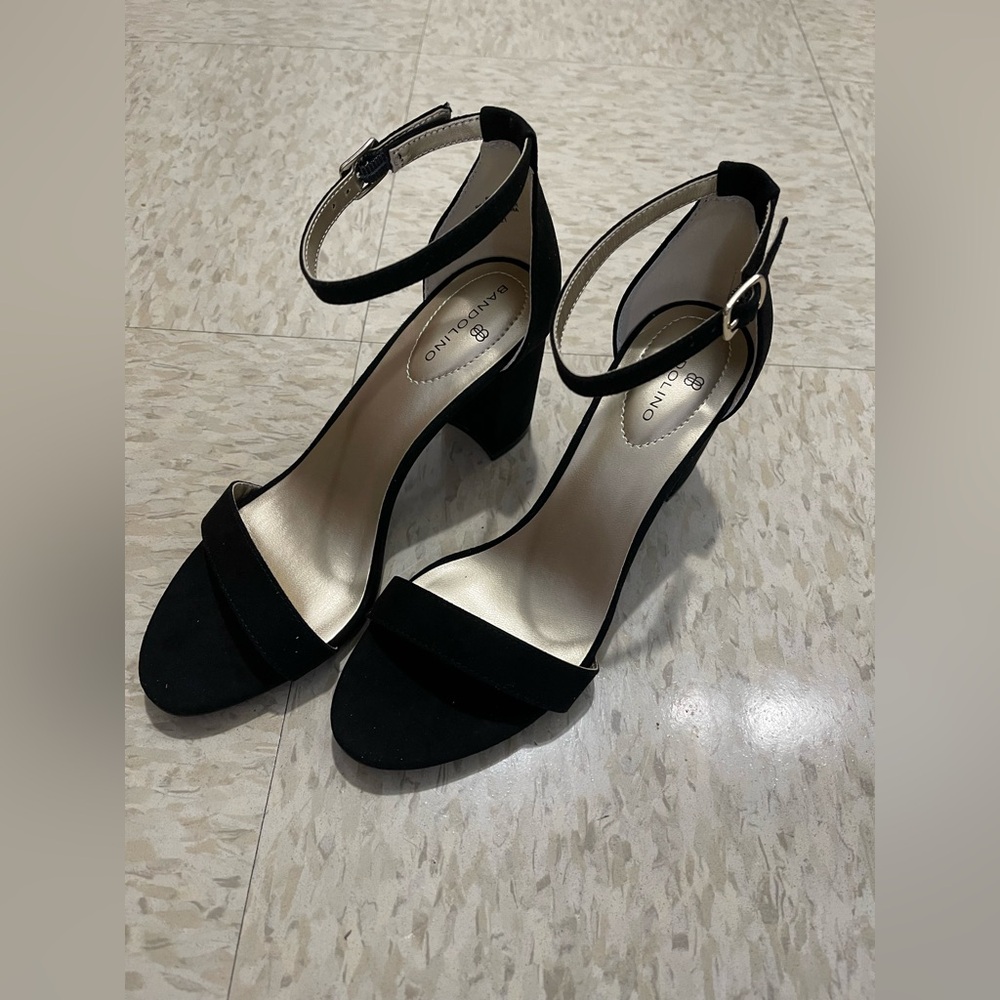💃 BANDOLINO Women's Armory Block Heel Dress Black Sandals NWT Size 6.5